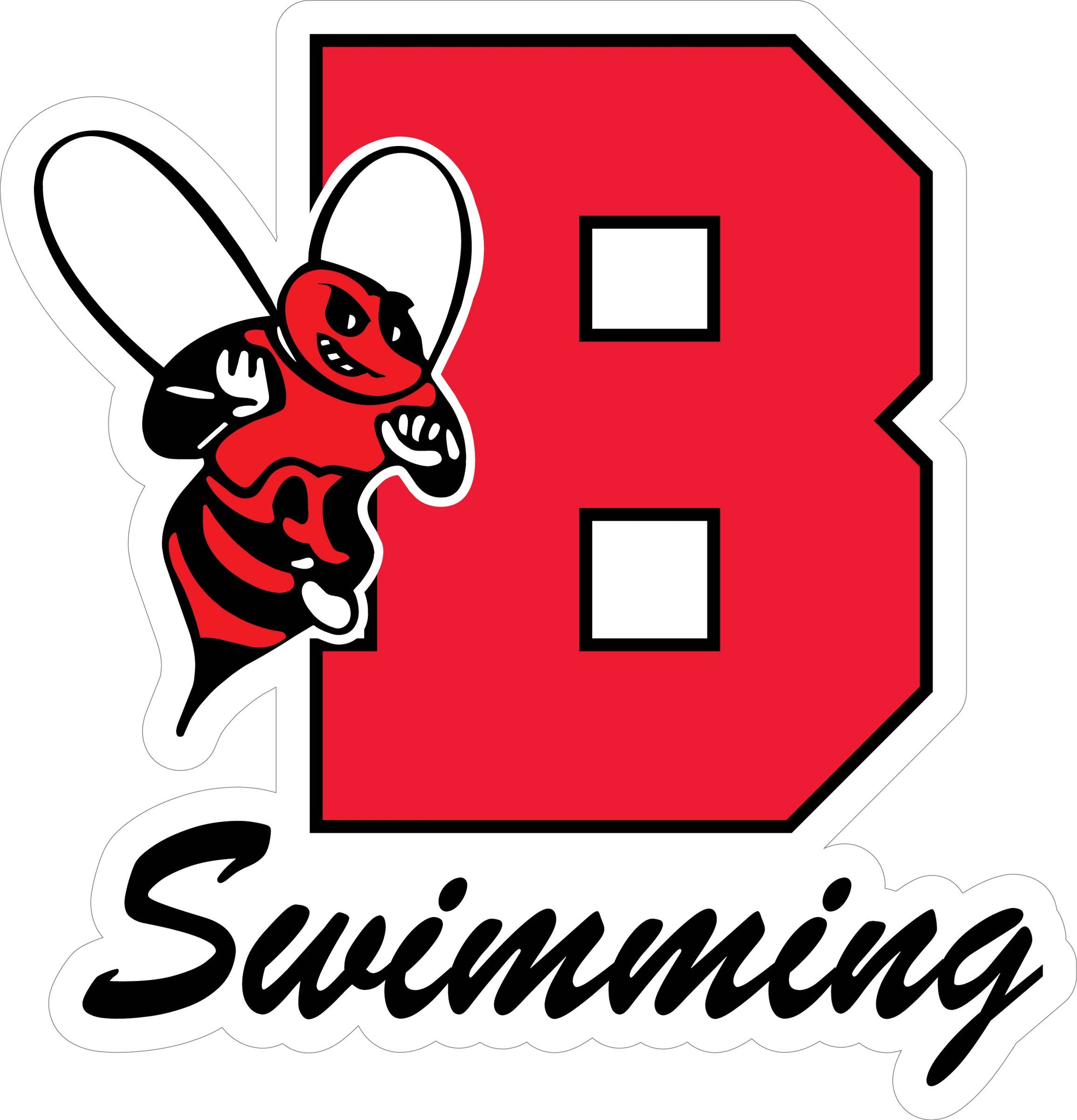 "B Swimming" Varsity & Cursive Font Decal