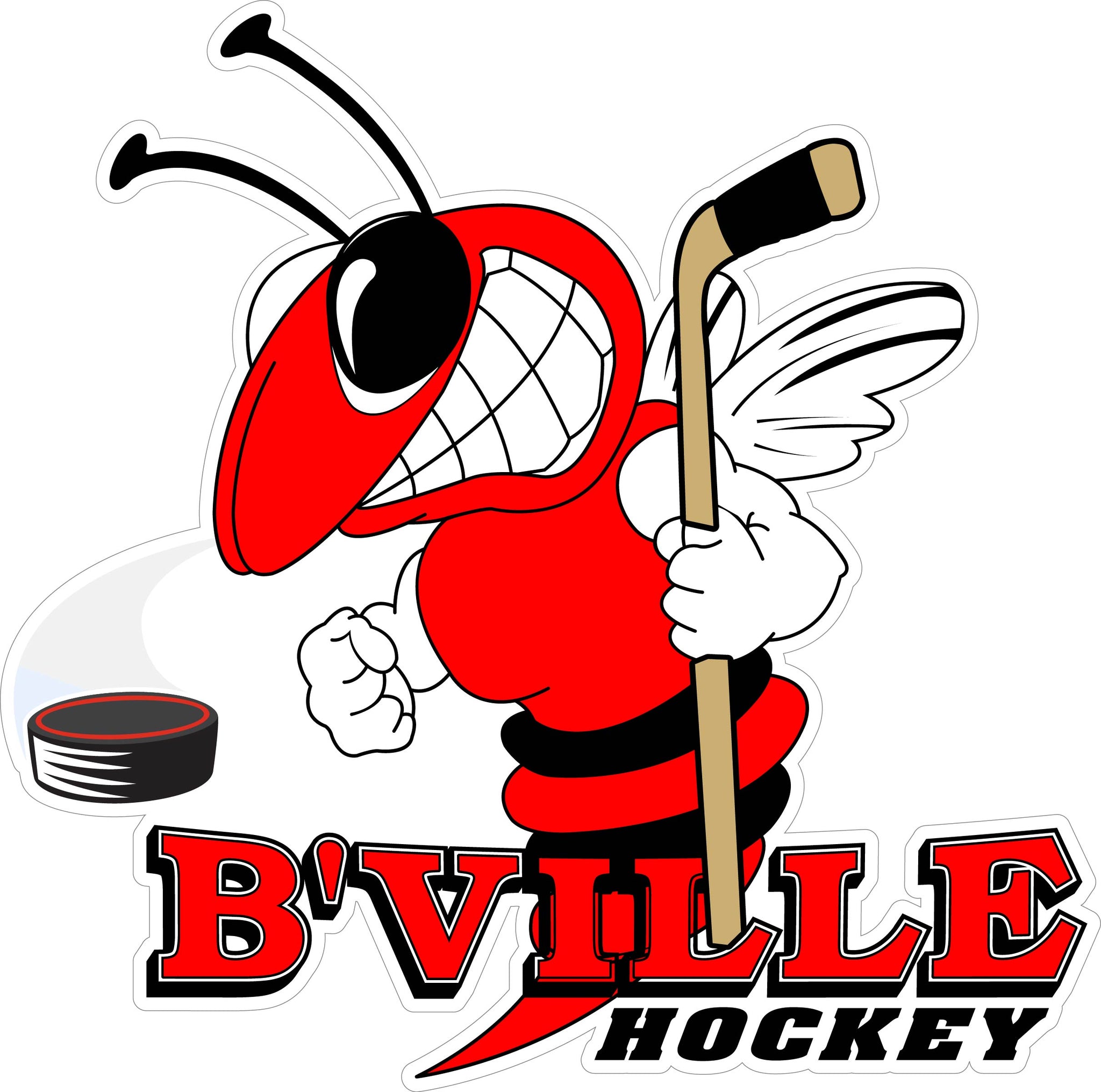 "B'VILLE Hockey" Bee & Hockey Stick Decal
