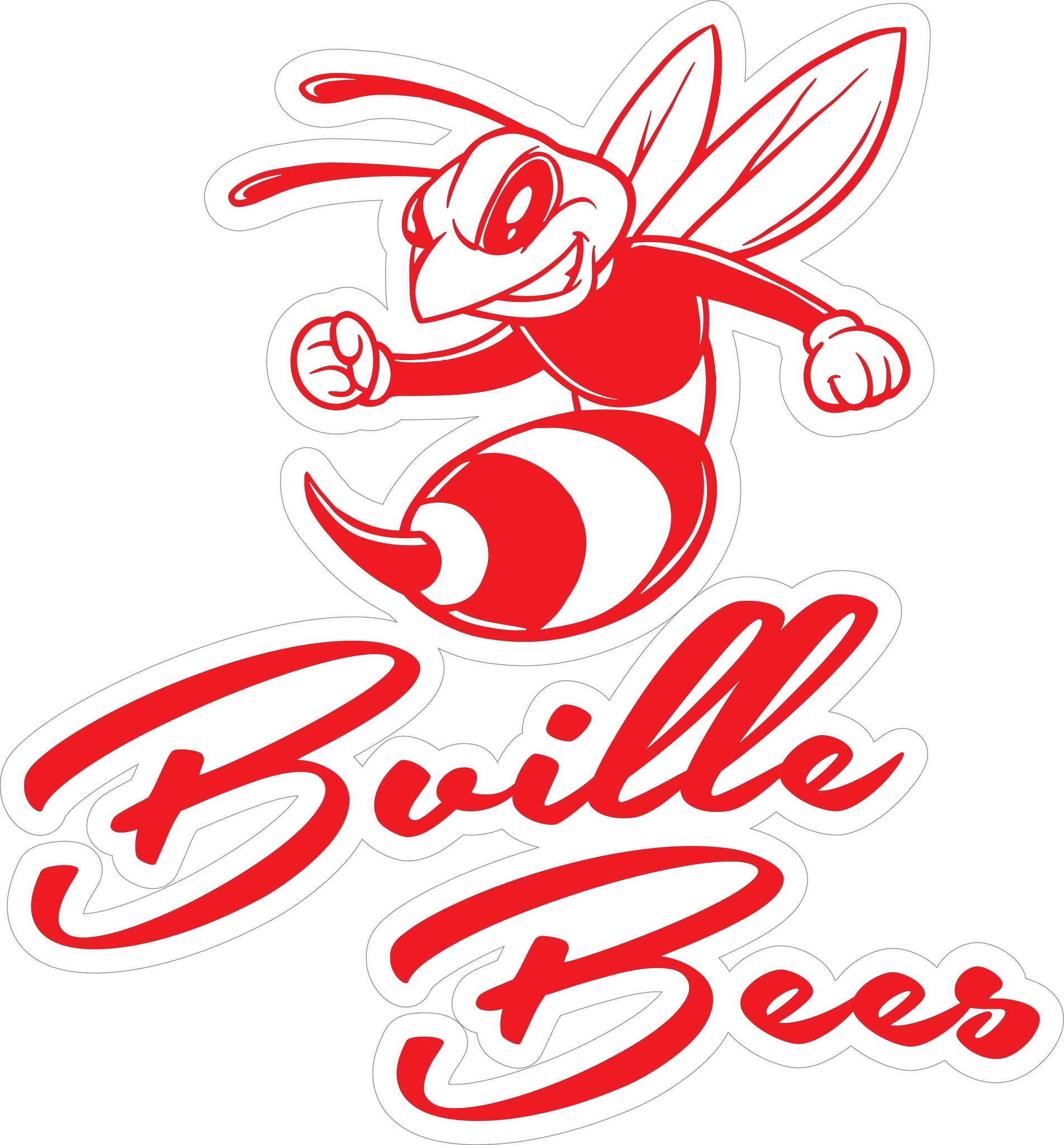 "Bville Bees" Cursive (Red) Decal