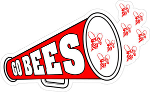 "GO BEES" Red Megaphone Decal