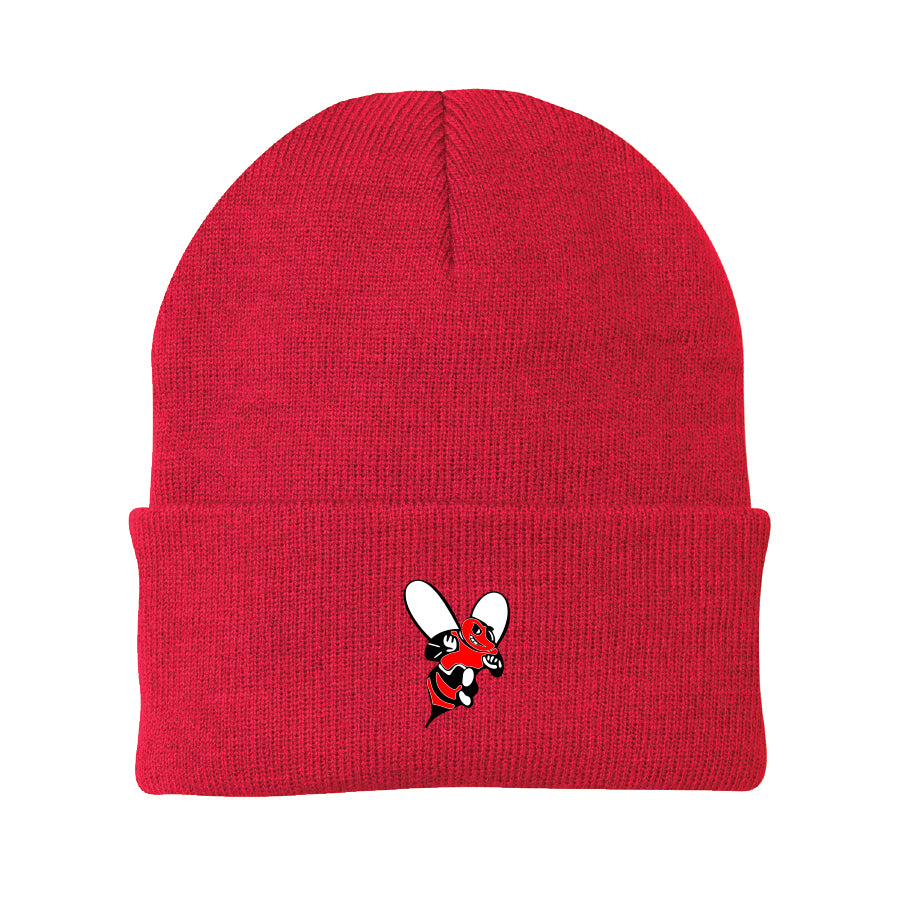 Baldwinsville Bee Embroidered Red Beanie