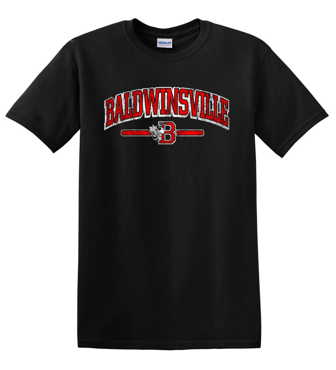 "Baldwinsville" Distressed Logo Black T-shirt